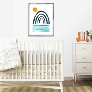 Enkel regnbågskonst | Minimalistisk babykonst | Rolig babytryck | Barnrumsinredning bild 5