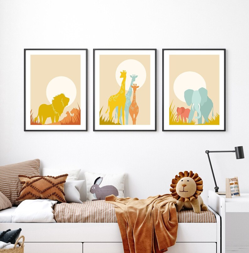 Safari Nursery Decor, Set of 3 Prints, Minimalist Nursery, African ...