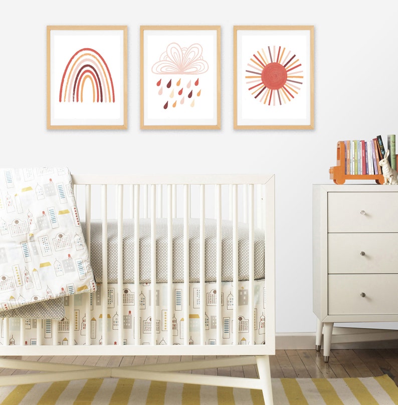 Set of 3 Prints | Rainbow Nursery Decor | Boho Nursery Print | Sun ...