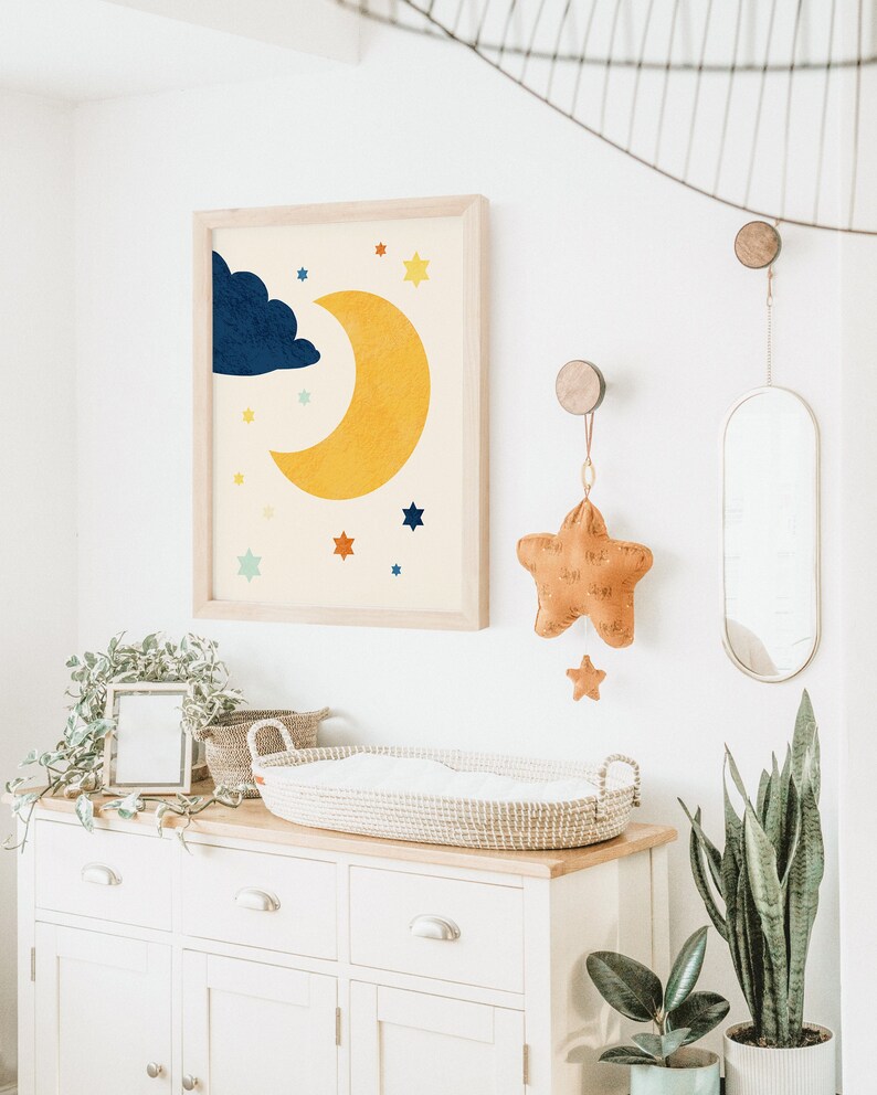 Moon Nursery Print, Boho Nursery Art, Nursery Printable, Nordic Nursery ...