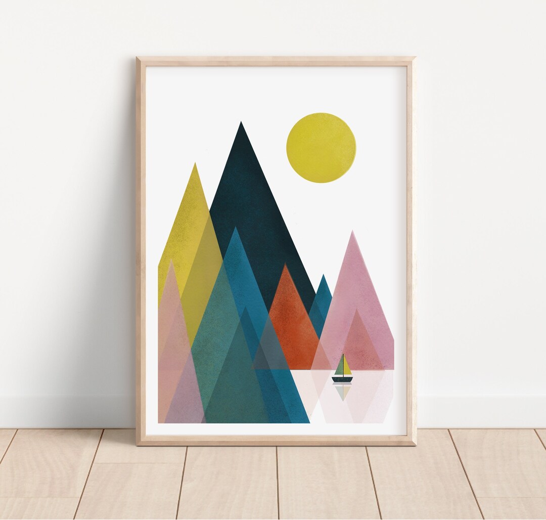 Abstract Mountain Nursery Print Nordic Landscape Art Print Etsy