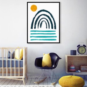 Enkel regnbågskonst | Minimalistisk babykonst | Rolig babytryck | Barnrumsinredning bild 4