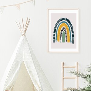 Puede incluir: Una impresi&oacute;n enmarcada de un arco&iacute;ris colorido con un dise&ntilde;o texturizado y abstracto. El arco&iacute;ris est&aacute; hecho de colores azul, verde, amarillo y blanco.