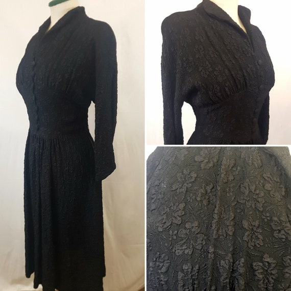 1930s Black Embossed Dress | Etsy
