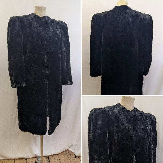 1940s Large shoulder Fur Coat