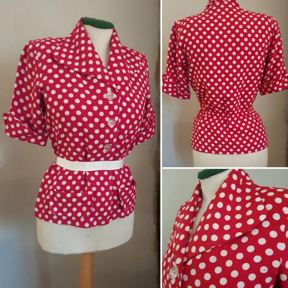 1940s Polka Dot Blouse Top