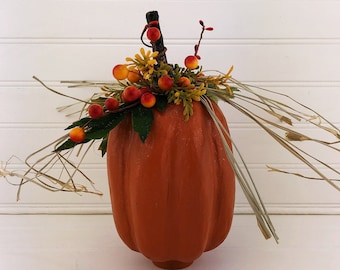 Pumpkin Fall Tree Topper: Paper Mache Autumn Decor