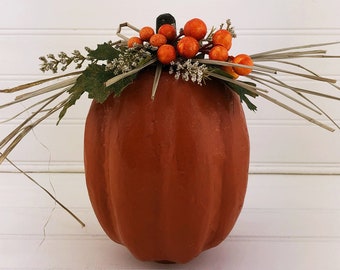 Pumpkin Fall Tree Topper: Paper Mache Autumn Decor