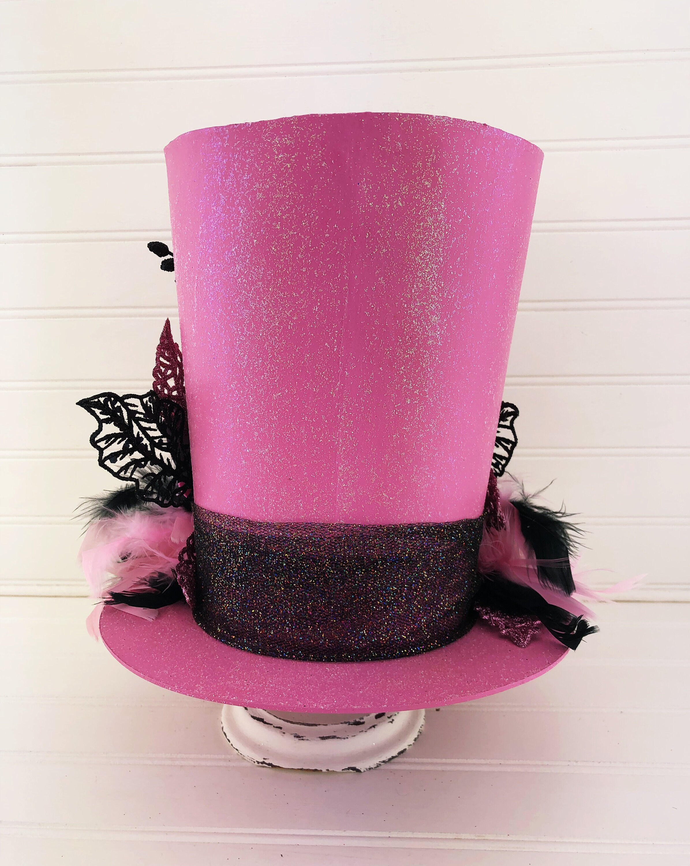 Valentine's Day LARGE Top Hat Tree Topper Pink and Black Etsy