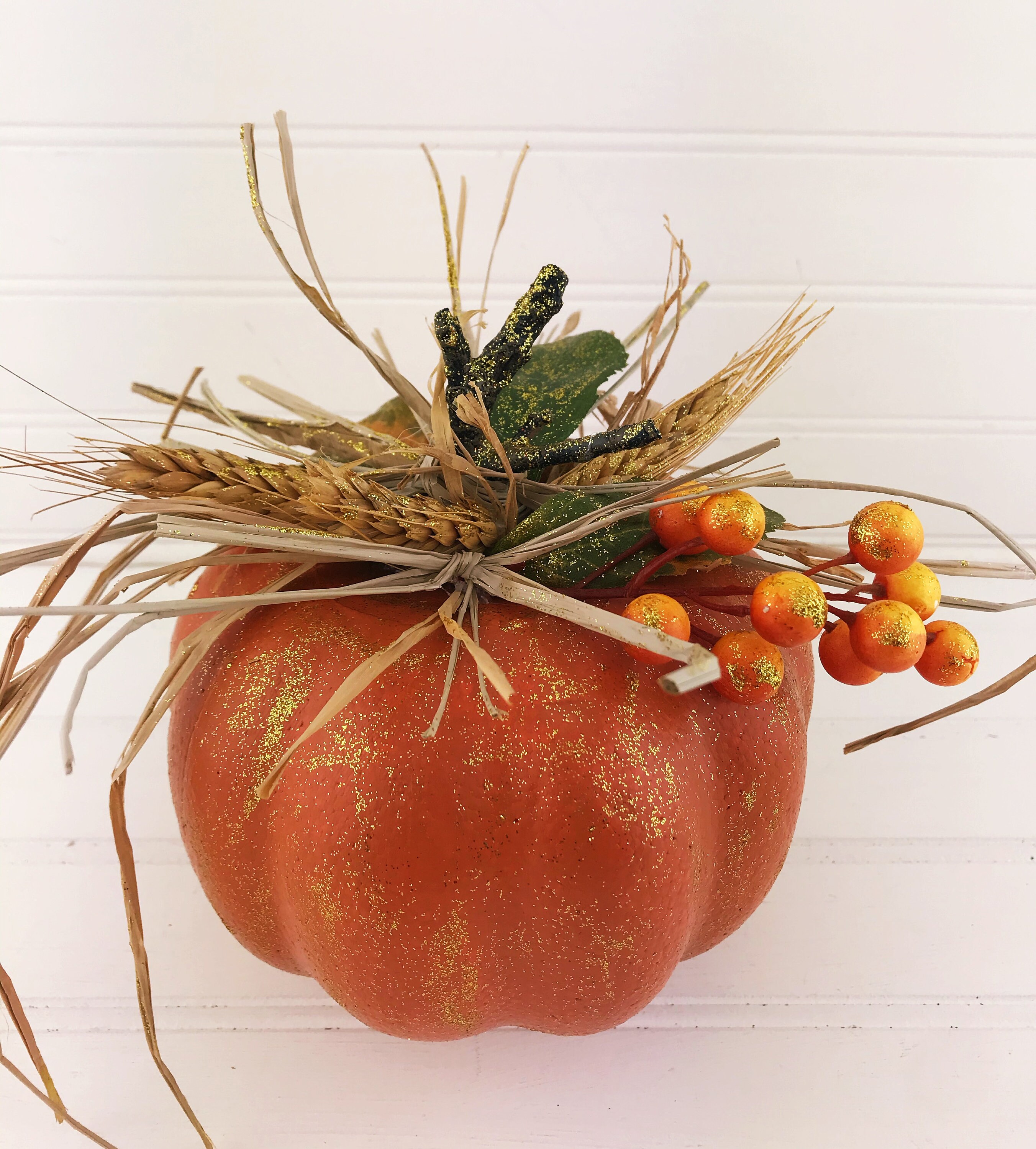 Fall Decor Pumpkin Tree Topper with Fall Foliage Fall Etsy