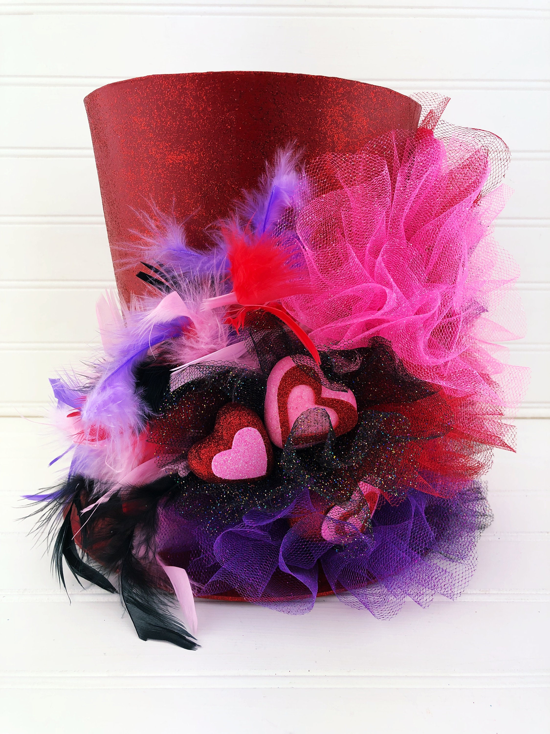 Valentine's Day LARGE Top Hat Tree Topper Red with Etsy