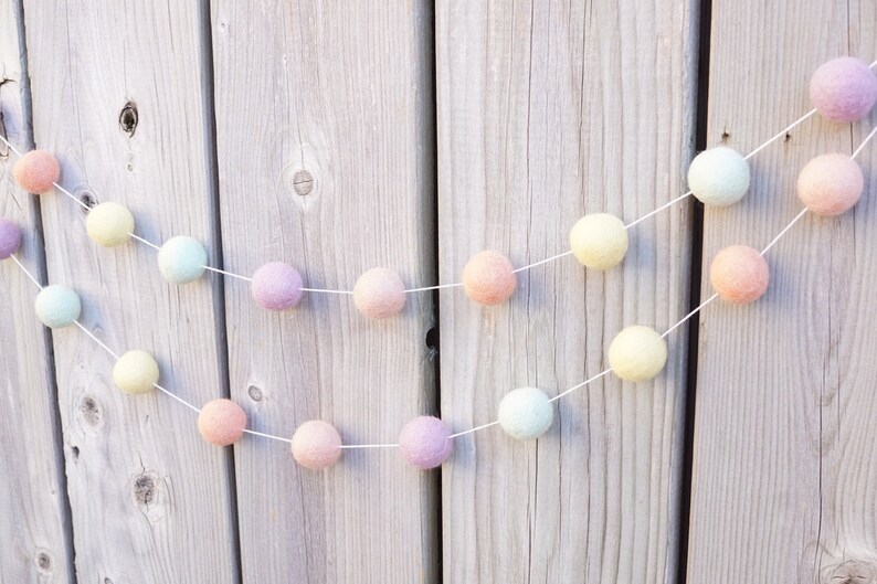 Party Decor Nursery Decor Rainbow Baby Girl Room 5ft Pastel Rainbow Felt Ball Garland Rainbow Theme 2.5cm Ball