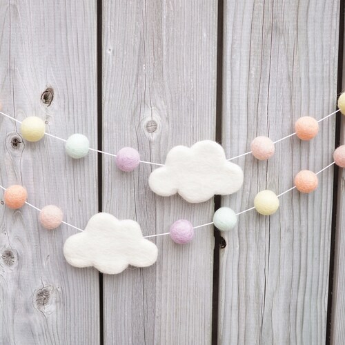 Pastel Rainbow Felt Ball Garland Nursery Decor Garland Wall Etsy