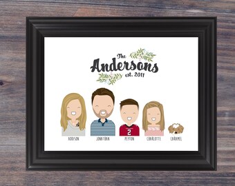 Printable Custom Family Illustration / Personalized Family Print / Customized Family Art Print