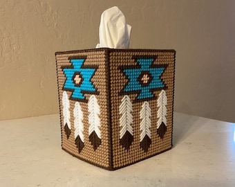Southwest Feathers design tissue box cover