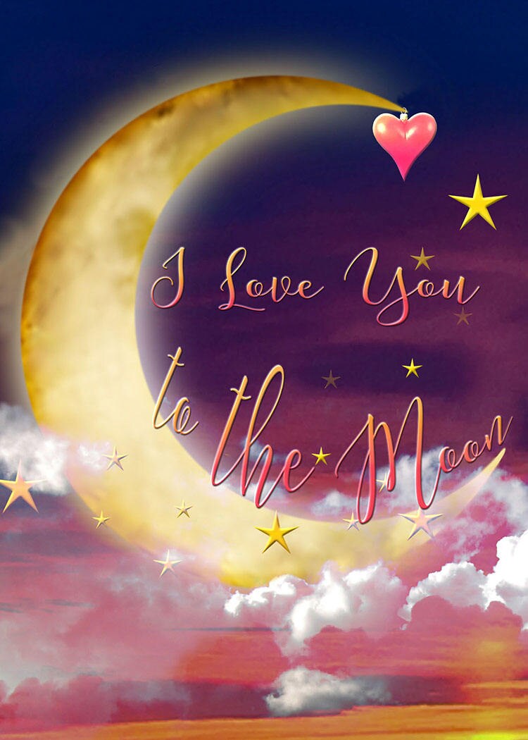 I Love You to the Moon Printable Valentine-for Cards, Postcards ...
