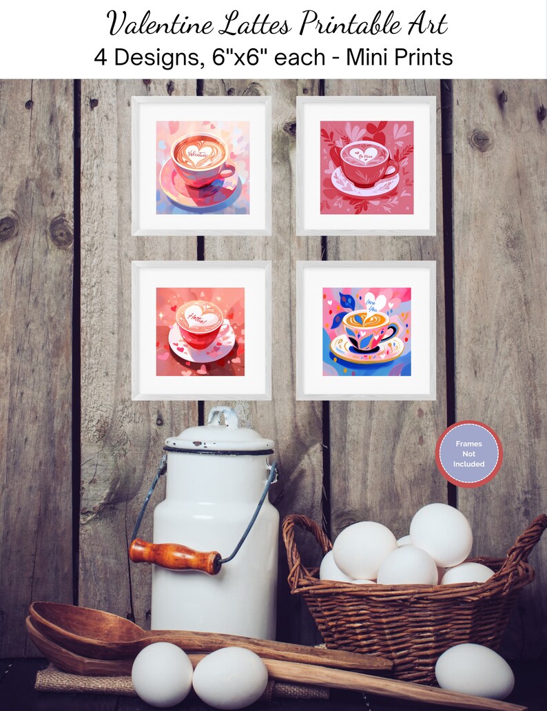 Valentine Lattes Printable Art for Valentines, Coffee Art, Wall Art ...