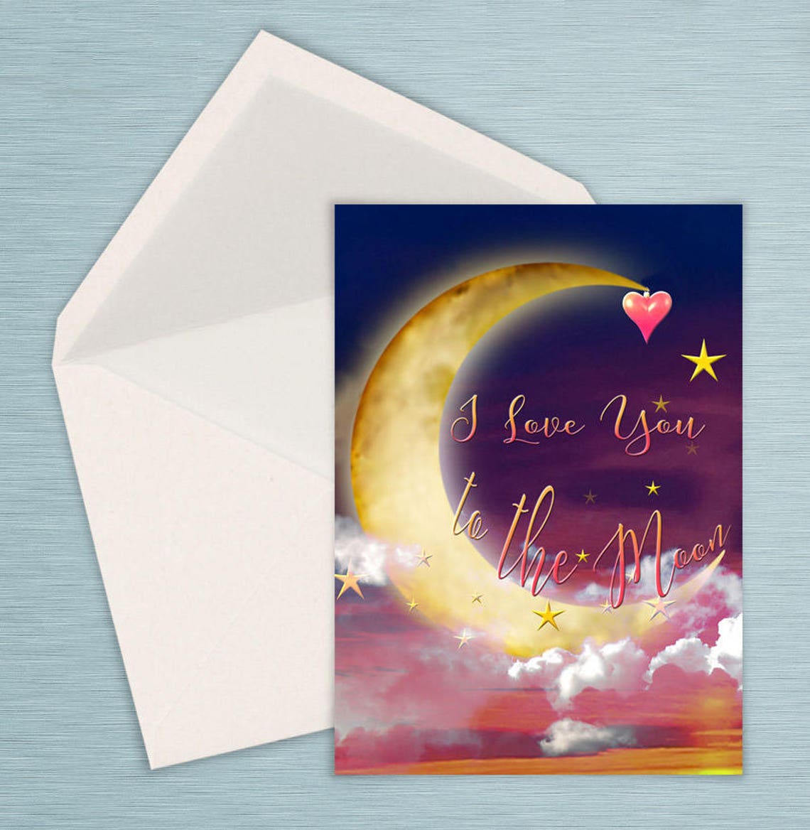 I Love You to the Moon Printable Valentine-for Cards, Postcards ...