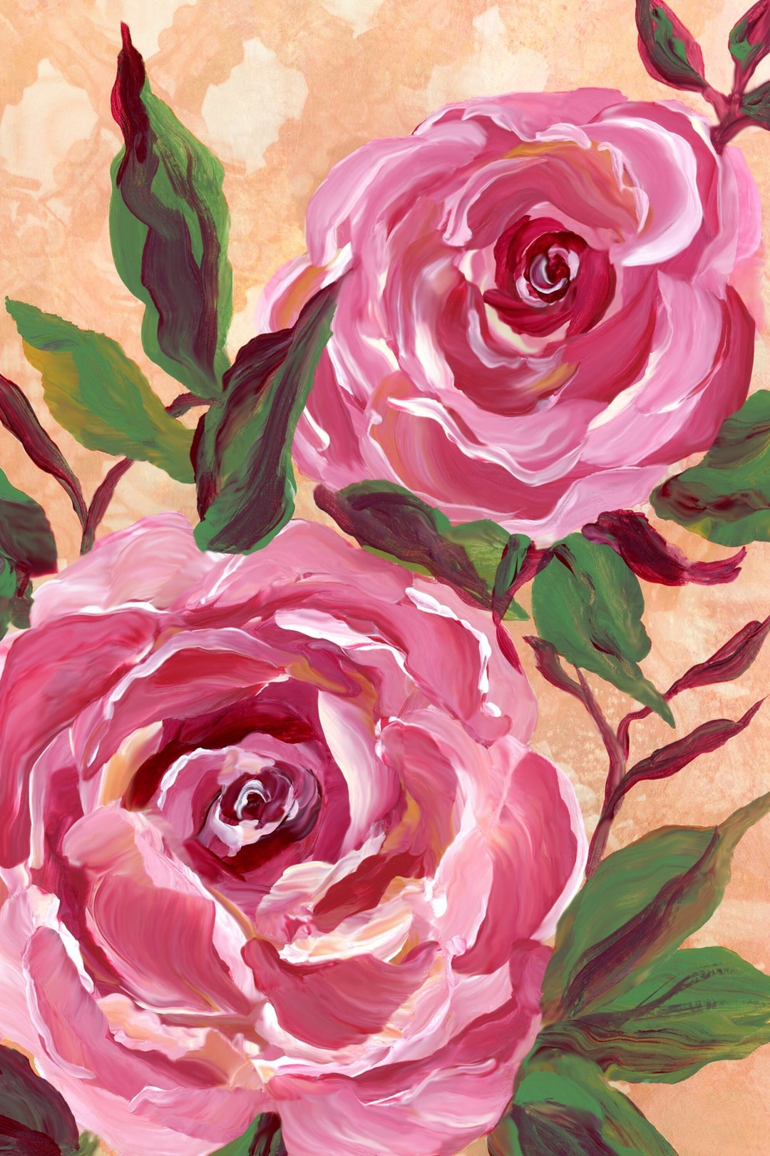 Pink Roses Printable Pink Roses Printable Painting for Wall Art, Home Decor, Poster, Cards ...