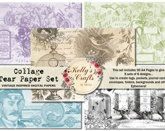 Papier collage vintage : journal imprimable éphémère (téléchargement PDF)
