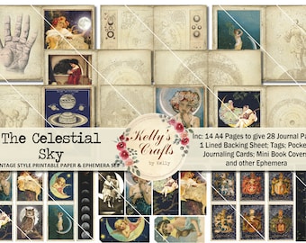 Celestial Junk Journal Kit: Vintage Mond & Sterne Ephemera (Digitaler Download)
