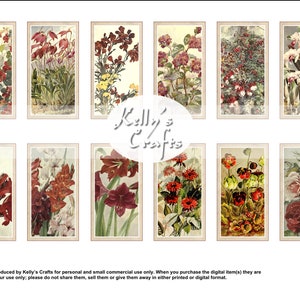Tea Card Florals - Reds - um conjunto de 12 cartões de chá inspirados no vintage, criados com imagens florais vintage autênticas