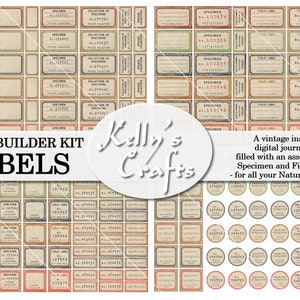 Vintage Field and Specimen Labels - suitable for use with nature and science based journals - use on pages for interest or add to collages.