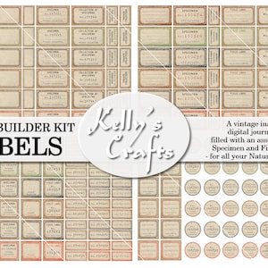 Vintage Feld- und Specimen Labels - geeignet für die Verwendung mit naturwissenschaftlichen und wissenschaftlichen Zeitschriften - verwenden Sie sie auf Seiten für Interesse oder fügen Sie Collagen hinzu.