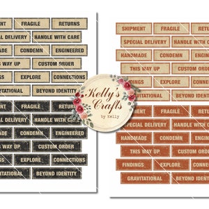 Random Word Labels, Digital Download, Printable Journal Ephemera, Mixed ...