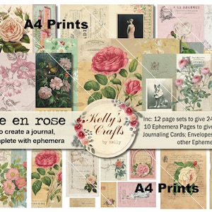 Shabby French Rose Journal Kit: Vintage Collage Papers (PDF)