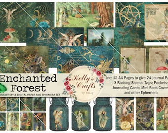 Enchanted Forest-dagboekkit: Fairy Junk Journal-afdrukbare items (digitale download)