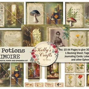 Potions Grimoire: Gothic Digital Junk Journal Kit (PDF)