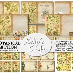 Botanical Junk Journal Kit, Vintage Floral Printables, Plants and Flowers Junk Journal, Nature Junk Journal Printables, Flower Digitals
