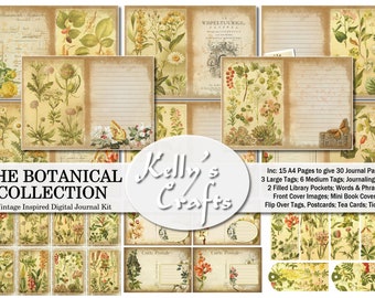 Botanical Junk Journal Kit: Vintage Floral Ephemera (PDF Printables)