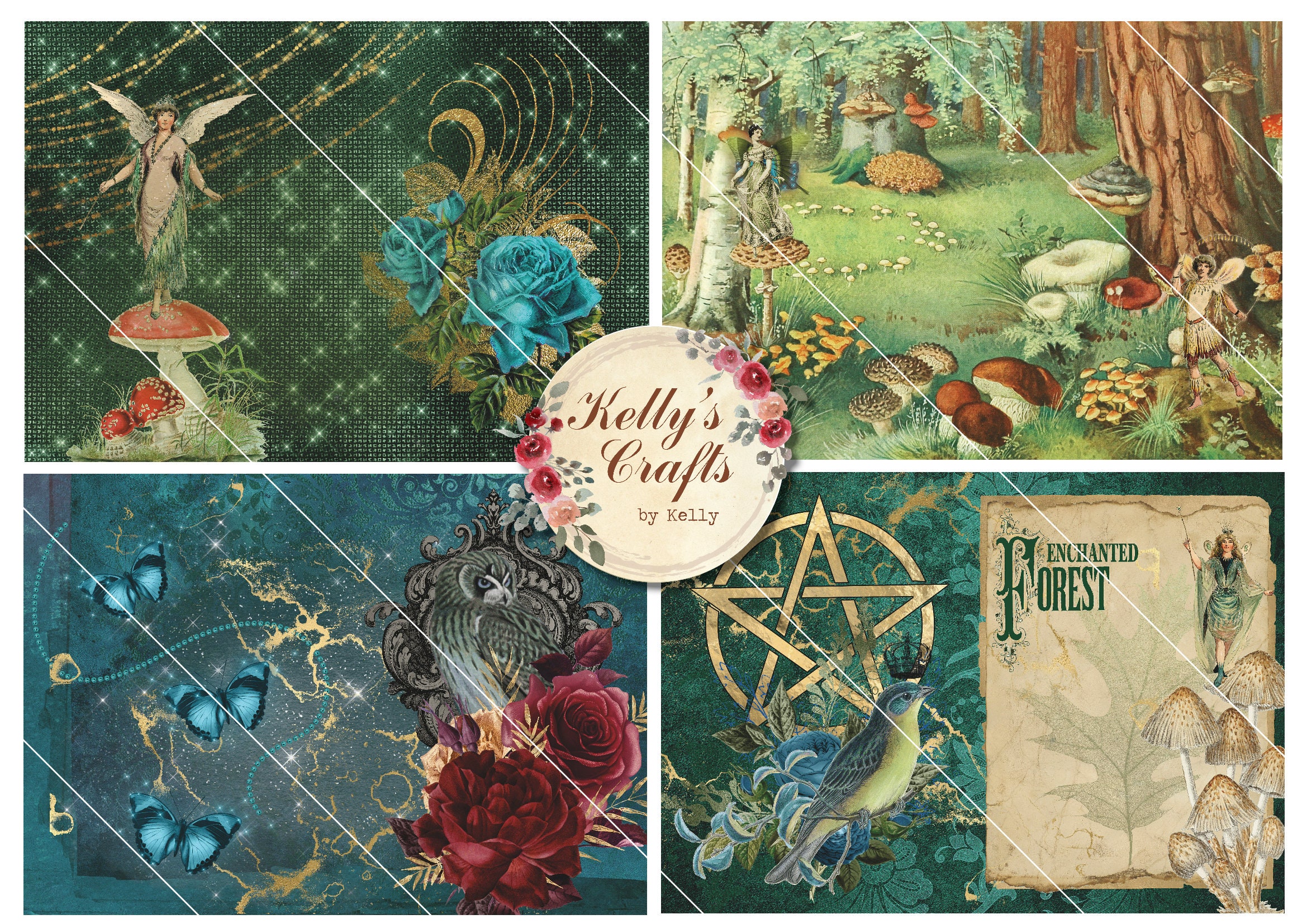 魔法の森ジャーナルキット：妖精のジャンクジャーナル印刷物（デジタル