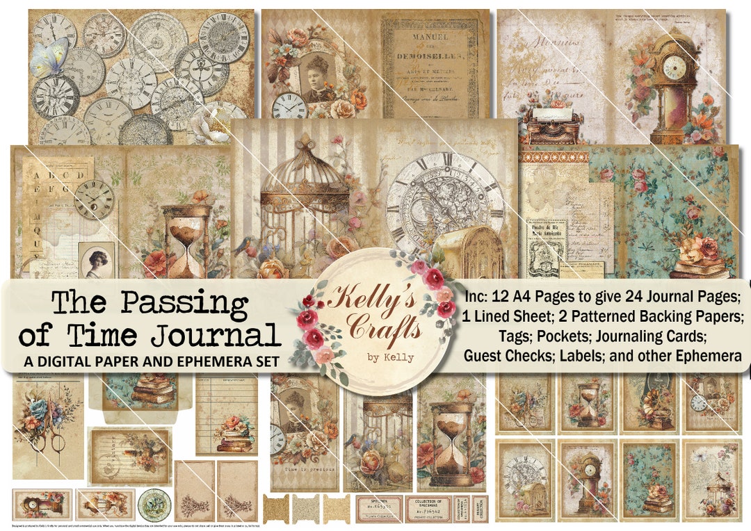 The Passing of Time Printable Papers, Antique Journal Digitals, Journal ...