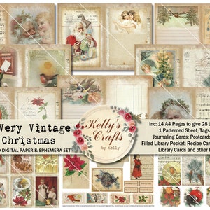 Vintage Christmas Junk Journal Kit: Digital Ephemera (PDF)