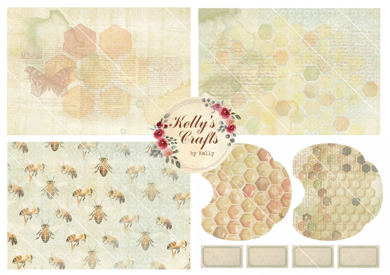 The Honey Bees Printable Journal Kit Bee Junk Journal Kit Etsy UK