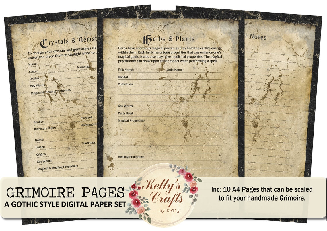 Grimoire Pages: Witchcraft Spell Book, A4 Printable Sheets (digital ...