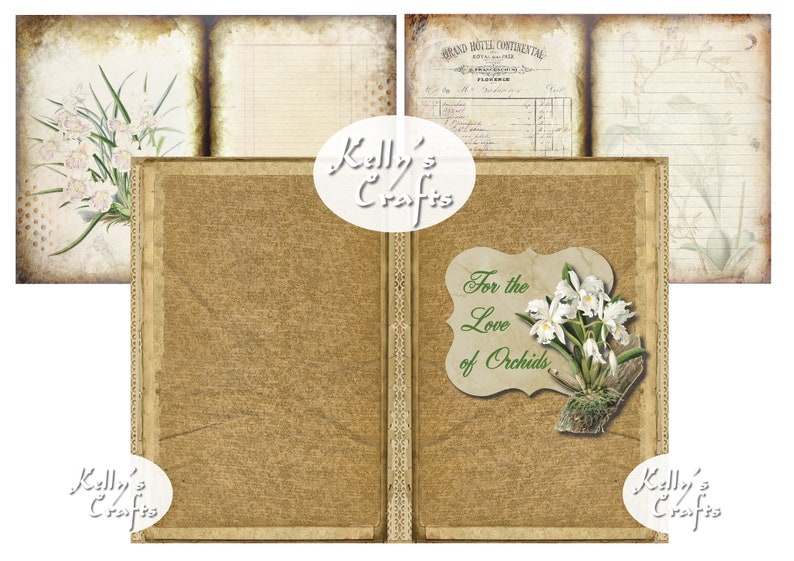 For the Love of Orchids Botanical inspired Digital Junk Journalling Kit