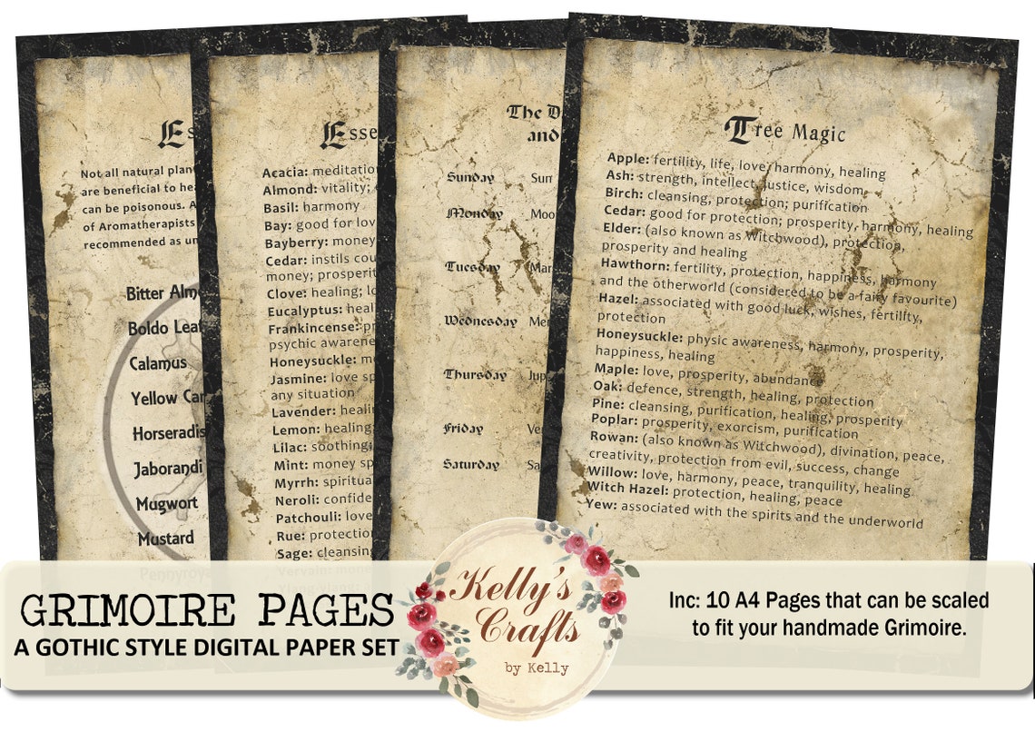 Grimoire Pages A Set of 10 A4 Grimoire Pages - Etsy