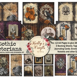 Gothic Victoriana Journal Kit: Grungy Digital Paper Ephemera (PDF)