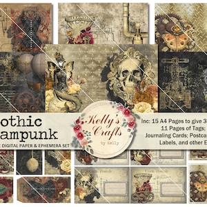 Gothic Steampunk Digital Junk Journal Kit: Vintage Ephemera (PDF)