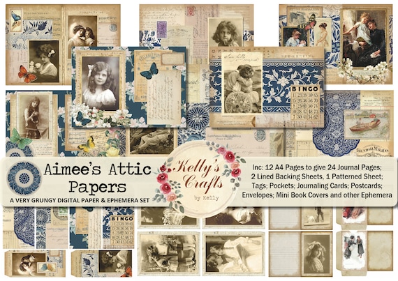 Vintage Printable Journal Kit Aimee's Attic Papers Junk - Etsy
