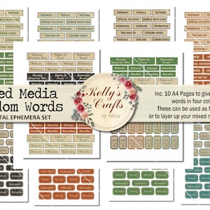 May include: Ten pages of digital ephemera with words in four colours. The words are in a variety of styles and fonts, and are perfect for adding a touch of vintage charm to your mixed media projects. The words include "Shipment", "Fragile", "Returns", "Special Delivery", "Handle With Care", "Handmade", "Condemn", "Engineered", "This Way Up", "Custom Order", "Findings", "Explore", "Connections", "Gravitational", "Beyond Identity", "Keeping Memories Alive", "Release", "Unseen", "Inklings", "Infusions", "Presence", "Rhythm", "Brooding", "Breathe", "Flights of Fancy", "Homeward Bound", "Level Three", "Imagination", "Solutions", "Discover", "Explore", "Library", "Narrative", "Good Times", "Imagination", "Scrawl", "Proud", "Reach", "Editions", "Documents", "Explore", "Solutions", "Documents", "Uping", "Casual", "Doodle", "Fantastic", "Journey", "Emotive", "Letters", "Knowing", "Solutions", "Spectacular", "Baby", "Luxury", "Narrative", "Imagination", "Scrawl", "Project", "Forces", "Yawn", "Dreaming", "Exploration", "Solutions", "Documents", "Diligent", "Steady", "Moral", "Dreaming".