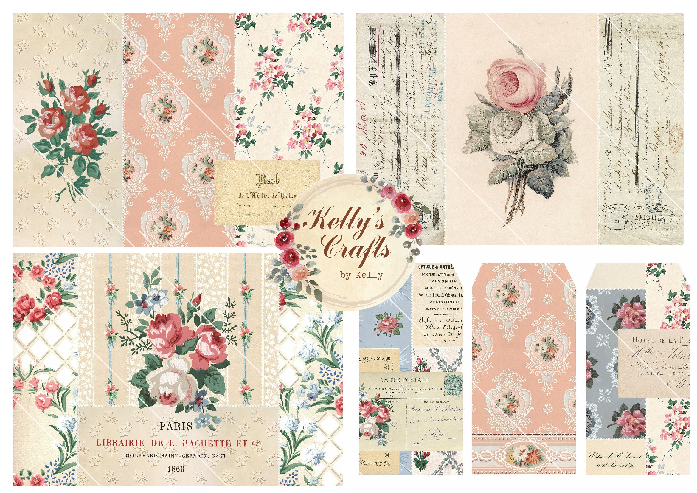Vintage Floral Printable Journal Kit French Fragments Etsy Vintage Floral Printable Journal Kit French Fragments Etsy