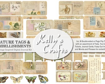 Nature Journal Tags: Collage Embellishments, Tabs, Tickets (Digital Download)