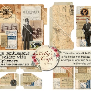 Gentlemen's Aktenordner mit Ephemera, Gentleman's Journal, Junk Journal, Vintage Gentleman Aktenordner Mini Journal Digitals