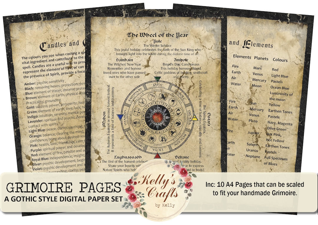 Page De Garde Grimoire Grimoire Pages A Set of 10 A4 Grimoire Pages - Etsy