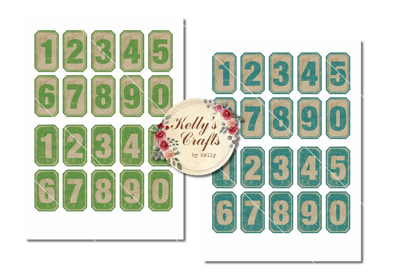 Number Labels Digital Download Printable Journal Ephemera Etsy